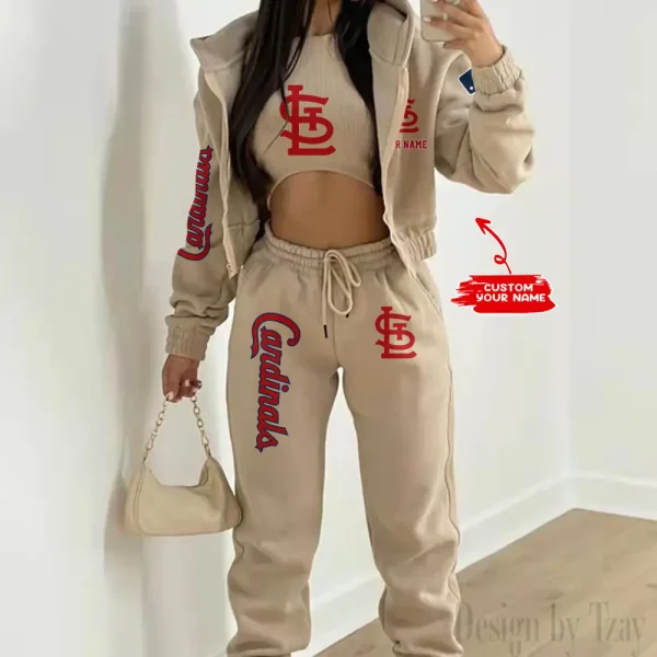 St. Louis Cardinals MLB Women's Outfit Winter Athleisure 3 Piece Set SPTWAL3PS157