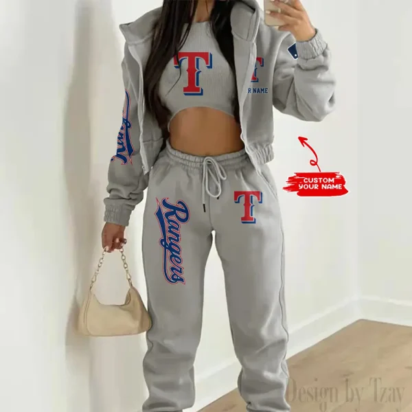 Texas Rangers MLB Women's Outfit Winter Athleisure 3 Piece Set SPTWAL3PS159 - Image 2