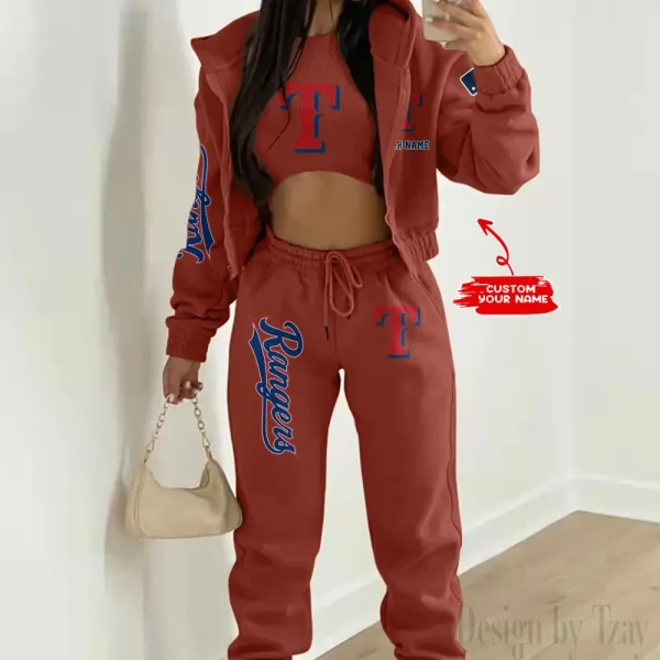 Texas Rangers MLB Women's Outfit Winter Athleisure 3 Piece Set SPTWAL3PS159