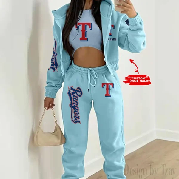 Texas Rangers MLB Women's Outfit Winter Athleisure 3 Piece Set SPTWAL3PS159 - Image 3