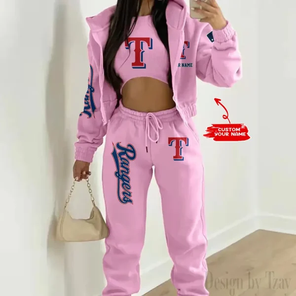 Texas Rangers MLB Women's Outfit Winter Athleisure 3 Piece Set SPTWAL3PS159 - Image 4