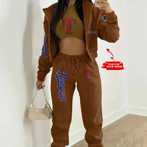 Texas Rangers MLB Women's Outfit Winter Athleisure 3 Piece Set SPTWAL3PS159 - Image 5
