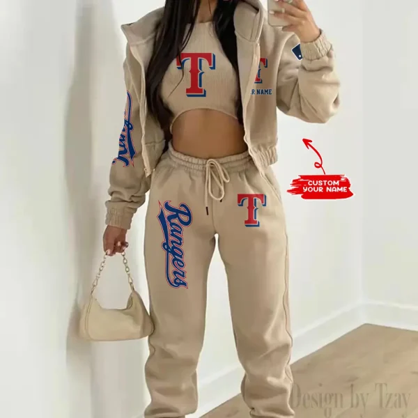 Texas Rangers MLB Women's Outfit Winter Athleisure 3 Piece Set SPTWAL3PS159 - Image 6