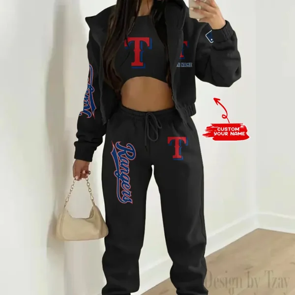 Texas Rangers MLB Women's Outfit Winter Athleisure 3 Piece Set SPTWAL3PS159 - Image 7