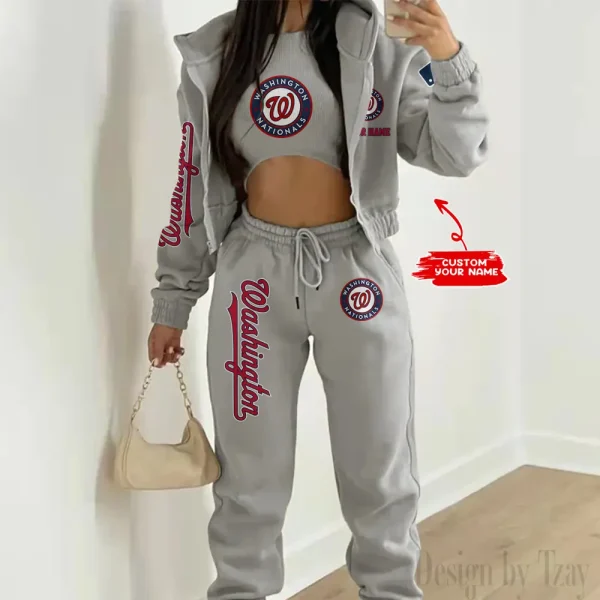 Washington Nationals MLB Women's Outfit Winter Athleisure 3 Piece Set SPTWAL3PS161