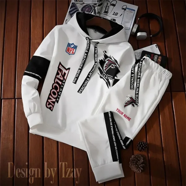 Atlanta Falcons New Fashion Casual Sportswear: Stylish Hooded Sweatshirt and Jogger Pants Set for Men SPTCSSW111