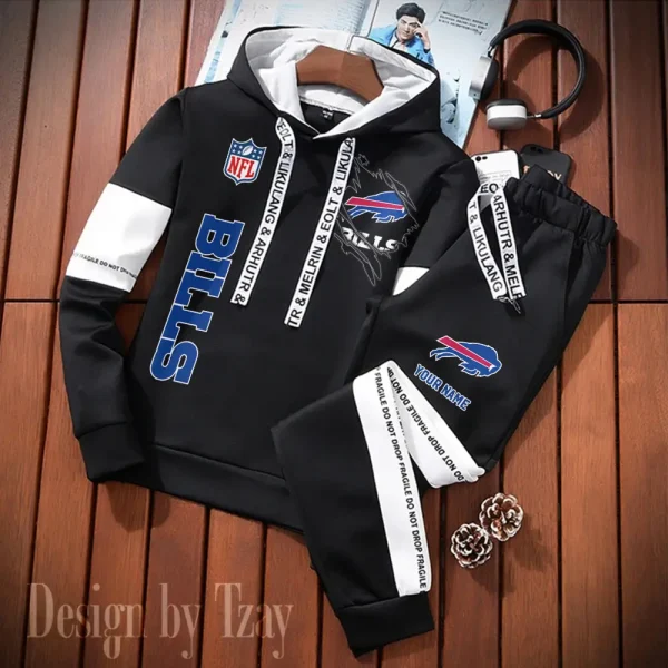 Buffalo Bills New Fashion Casual Sportswear: Stylish Hooded Sweatshirt and Jogger Pants Set for Men SPTCSSW113