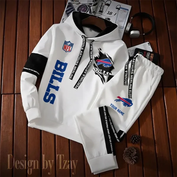 Buffalo Bills New Fashion Casual Sportswear: Stylish Hooded Sweatshirt and Jogger Pants Set for Men SPTCSSW113 - Image 2