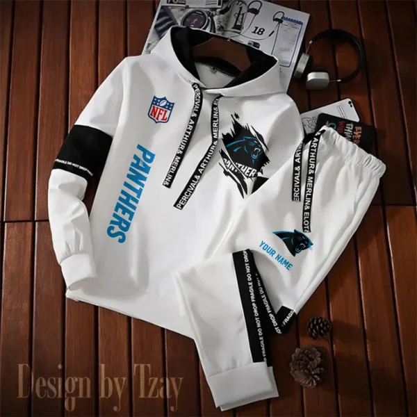 Carolina Panthers New Fashion Casual Sportswear: Stylish Hooded Sweatshirt and Jogger Pants Set for Men SPTCSSW114