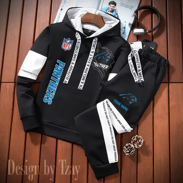 Carolina Panthers New Fashion Casual Sportswear: Stylish Hooded Sweatshirt and Jogger Pants Set for Men SPTCSSW114 - Image 2