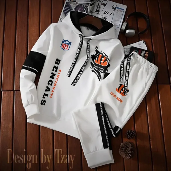 Cincinnati Bengals New Fashion Casual Sportswear: Stylish Hooded Sweatshirt and Jogger Pants Set for Men SPTCSSW116