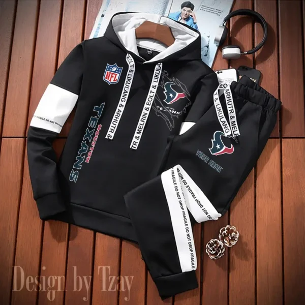 Houston Texans New Fashion Casual Sportswear: Stylish Hooded Sweatshirt and Jogger Pants Set for Men SPTCSSW122
