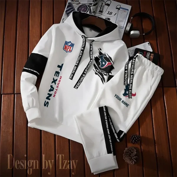Houston Texans New Fashion Casual Sportswear: Stylish Hooded Sweatshirt and Jogger Pants Set for Men SPTCSSW122 - Image 2