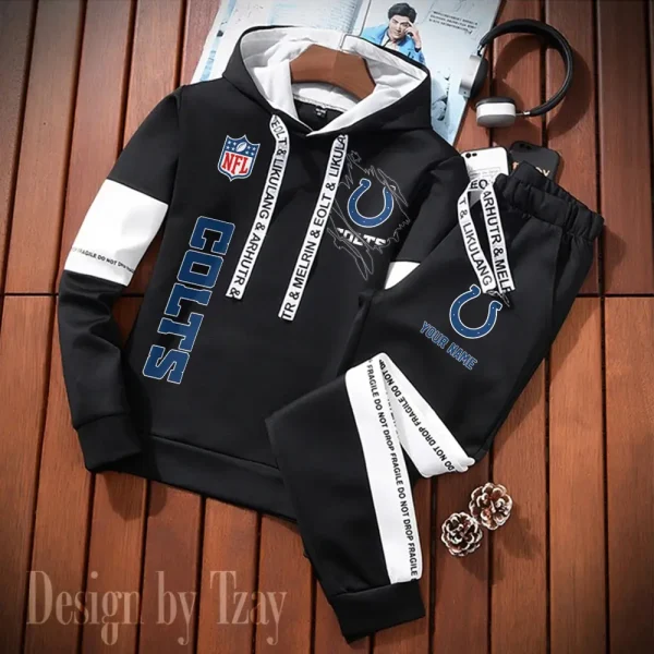 Indianapolis Colts New Fashion Casual Sportswear: Stylish Hooded Sweatshirt and Jogger Pants Set for Men SPTCSSW123