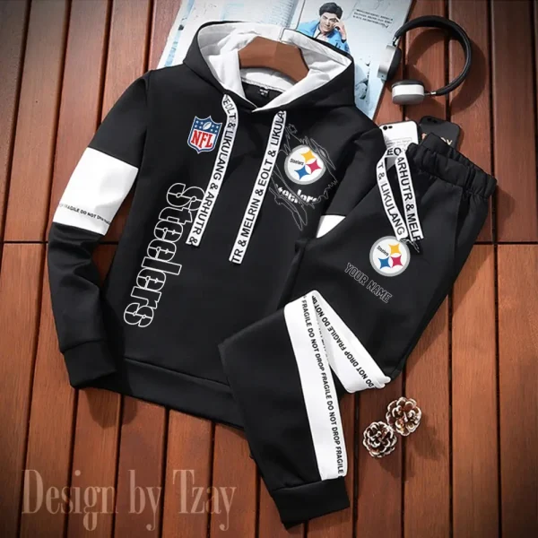 Pittsburgh Steelers New Fashion Casual Sportswear: Stylish Hooded Sweatshirt and Jogger Pants Set for Men SPTCSSW136 - Image 2