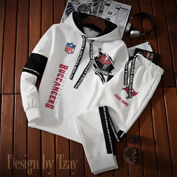 Tampa Bay Buccaneers New Fashion Casual Sportswear: Stylish Hooded Sweatshirt and Jogger Pants Set for Men SPTCSSW139 - Image 2