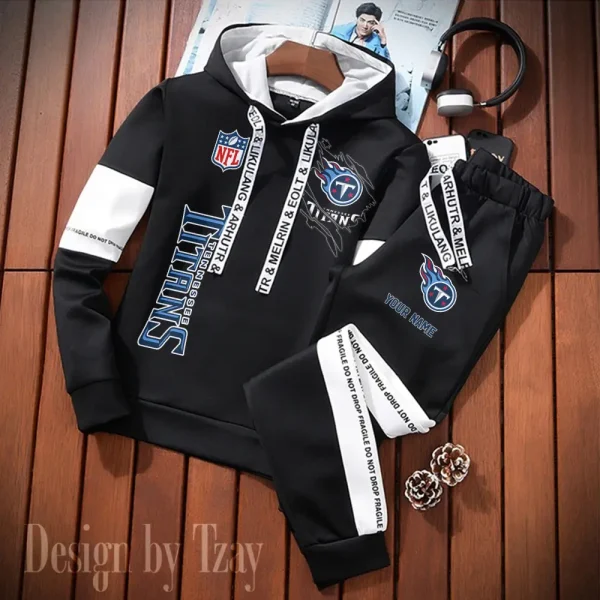 Tennessee Titans New Fashion Casual Sportswear: Stylish Hooded Sweatshirt and Jogger Pants Set for Men SPTCSSW140