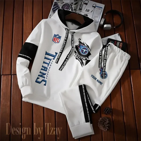 Tennessee Titans New Fashion Casual Sportswear: Stylish Hooded Sweatshirt and Jogger Pants Set for Men SPTCSSW140 - Image 2