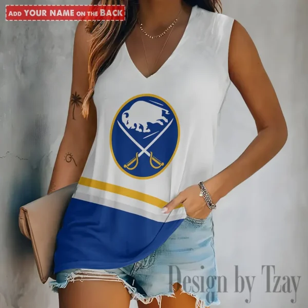 Buffalo Sabres Women V-Neck Sleeveless Camisoles Off Shoulder Vest SPTVNECKWVTS614