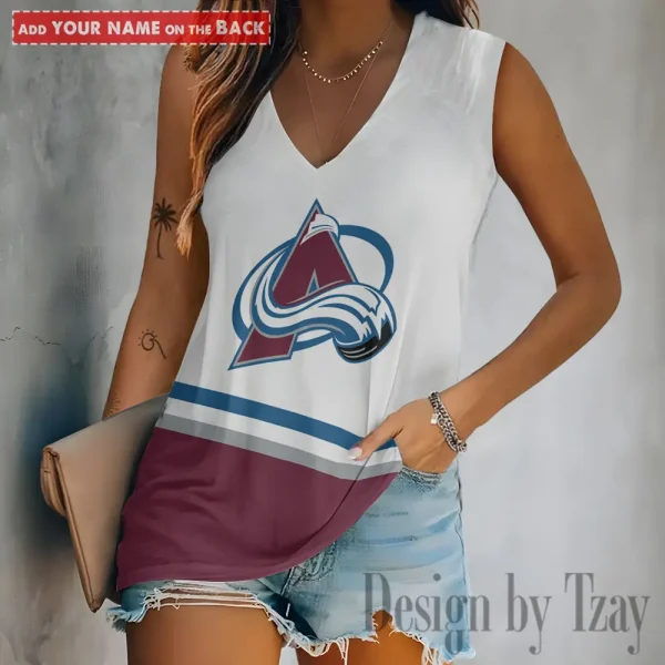 Colorado Avalanche Women V-Neck Sleeveless Camisoles Off Shoulder Vest SPTVNECKWVTS618
