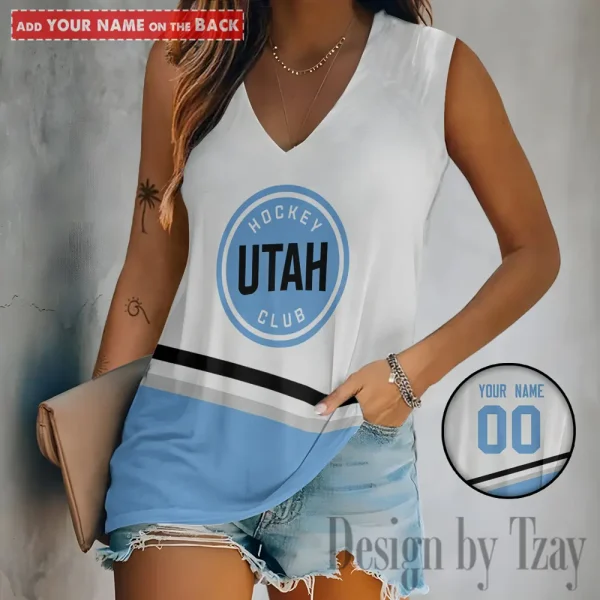 Utah Hockey Club Women V-Neck Sleeveless Camisoles Off Shoulder Vest SPTVNECKWVTS638