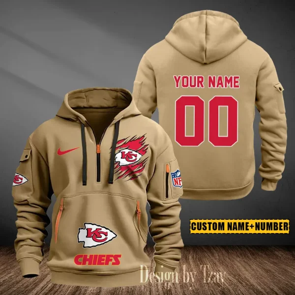Kansas City Chiefs Heavy Fleece Pullover Hoodie AZHEAVYHD437 - Image 4