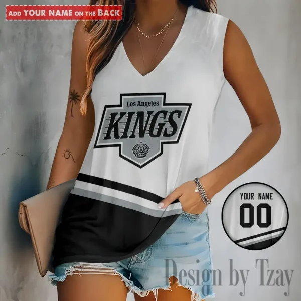 Los Angeles Kings Women V-Neck Sleeveless Camisoles Off Shoulder Vest SPTVNECKWVTS644