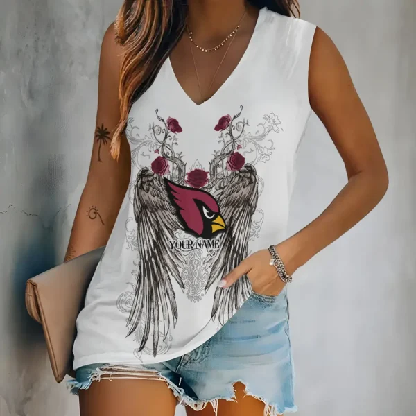 Arizona Cardinals Women V-Neck Sleeveless Camisoles Off Shoulder Vest SPTVNECKWVTS645