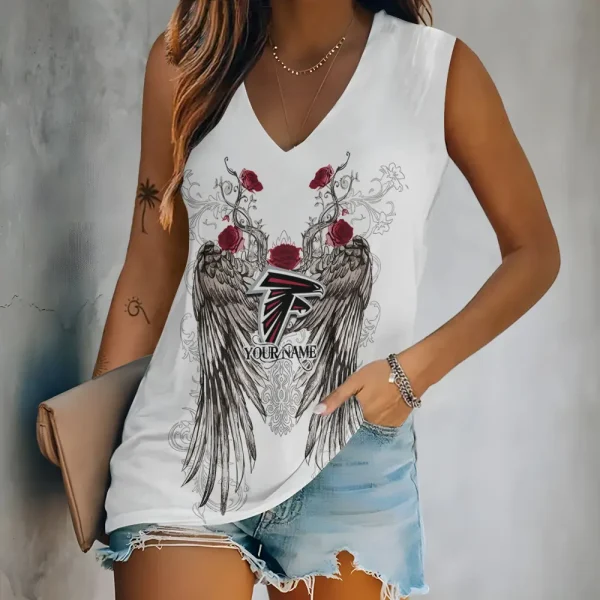 Atlanta Falcons Women V-Neck Sleeveless Camisoles Off Shoulder Vest SPTVNECKWVTS646