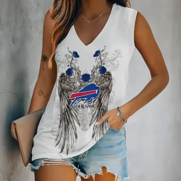 Buffalo Bills Women V-Neck Sleeveless Camisoles Off Shoulder Vest SPTVNECKWVTS648