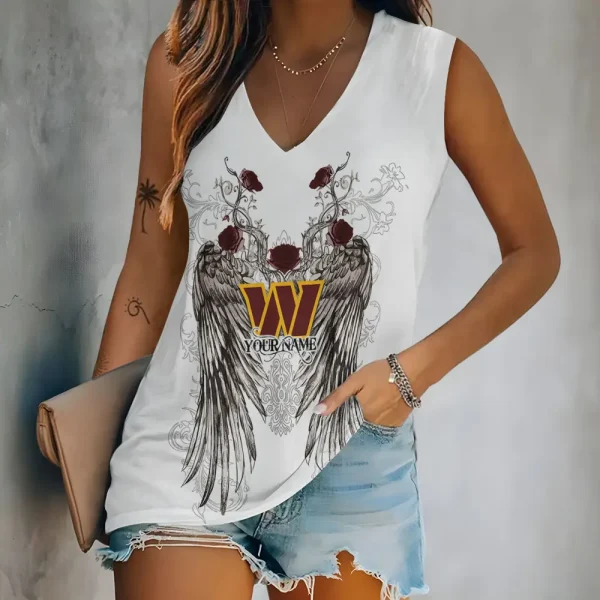 Washington Commanders Women V-Neck Sleeveless Camisoles Off Shoulder Vest SPTVNECKWVTS676