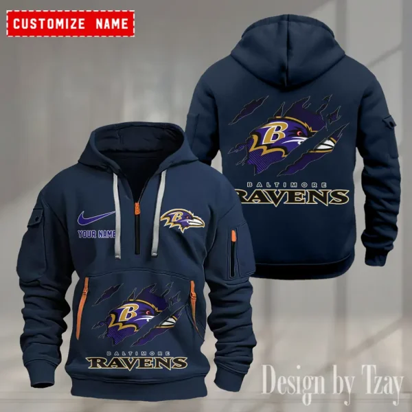 Baltimore Ravens Heavy Fleece Pullover Hoodie AZHEAVYHD456 - Image 2