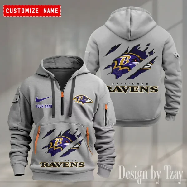 Baltimore Ravens Heavy Fleece Pullover Hoodie AZHEAVYHD456 - Image 4