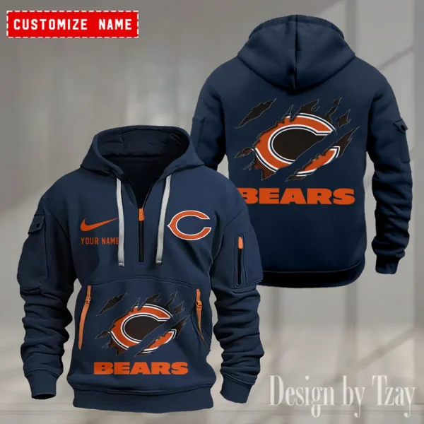 Chicago Bears Heavy Fleece Pullover Hoodie AZHEAVYHD459