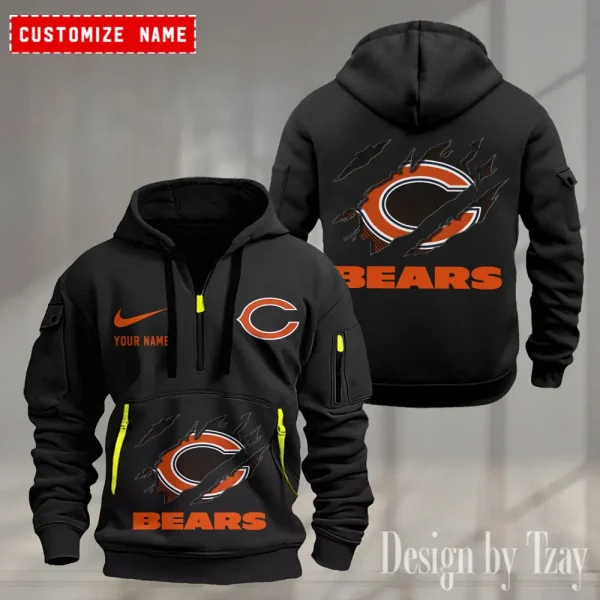 Chicago Bears Heavy Fleece Pullover Hoodie AZHEAVYHD459 - Image 2