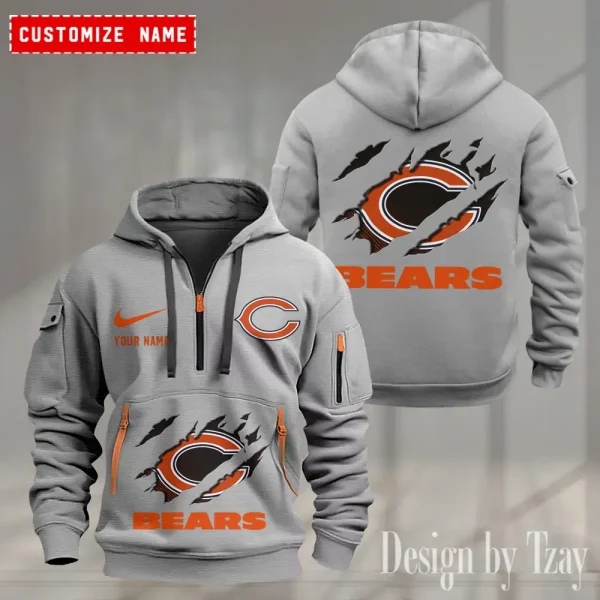 Chicago Bears Heavy Fleece Pullover Hoodie AZHEAVYHD459 - Image 3