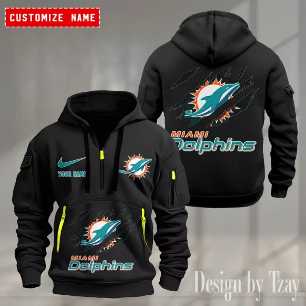 Miami Dolphins Heavy Fleece Pullover Hoodie AZHEAVYHD505