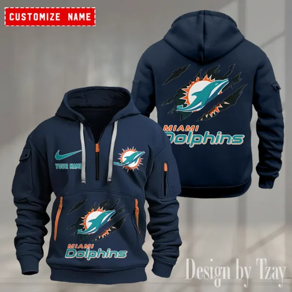 Miami Dolphins Heavy Fleece Pullover Hoodie AZHEAVYHD505 - Image 2