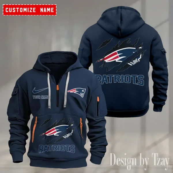 New England Patriots Heavy Fleece Pullover Hoodie AZHEAVYHD507 - Image 2