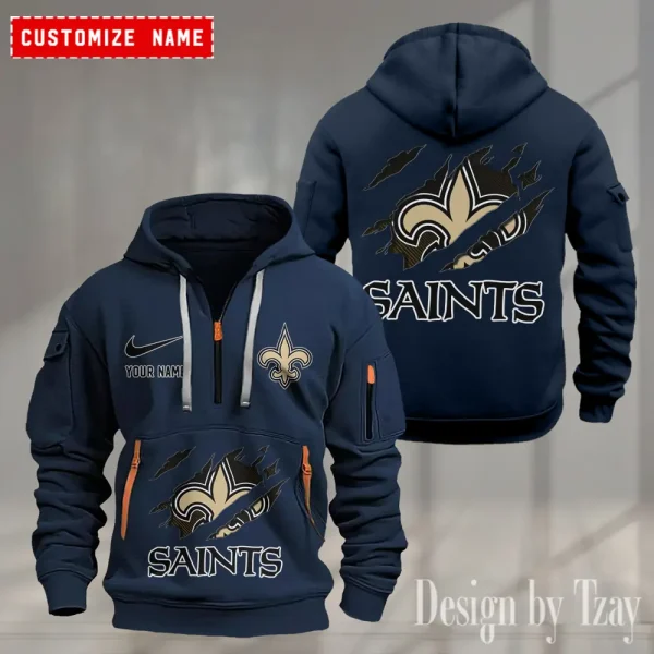 New Orleans Saints Heavy Fleece Pullover Hoodie AZHEAVYHD508 - Image 3