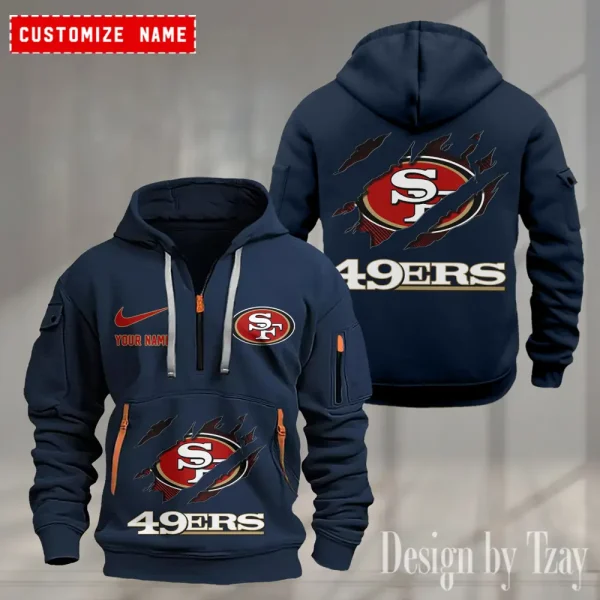 San Francisco 49ers Heavy Fleece Pullover Hoodie AZHEAVYHD513 - Image 3