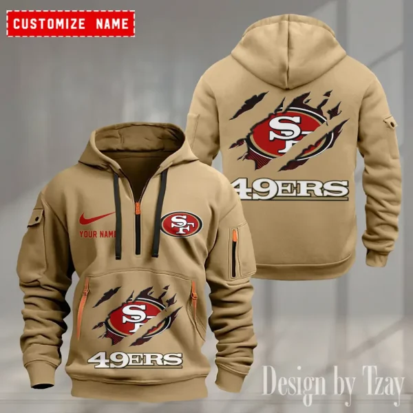 San Francisco 49ers Heavy Fleece Pullover Hoodie AZHEAVYHD513 - Image 4