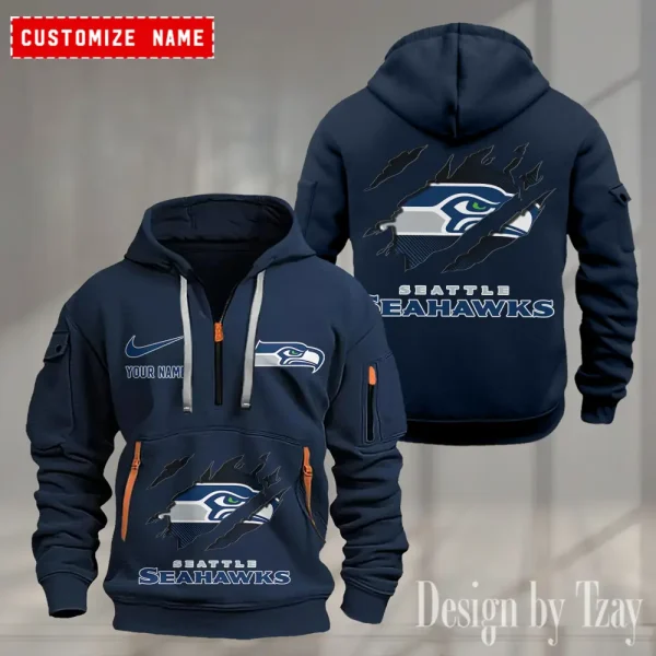 Seattle Seahawks Heavy Fleece Pullover Hoodie AZHEAVYHD514 - Image 4