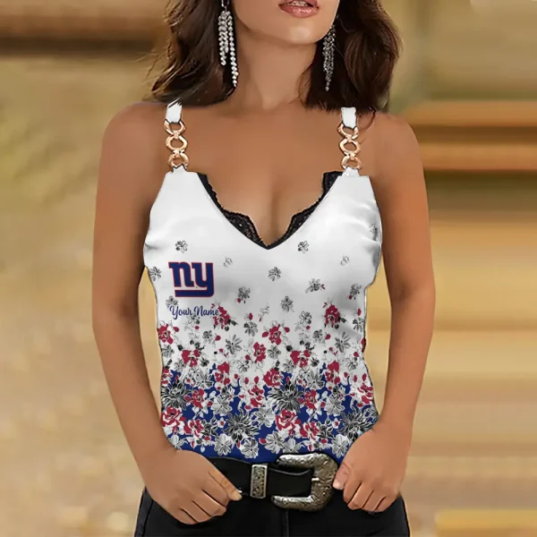 New York Giants NFL Chain Strap Tank Top For Women Style 2025 SPTWCSTT451