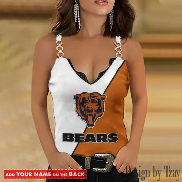 Chicago Bears NFL Chain Strap Tank Top For Women Style 2025 SPTWCSTT466