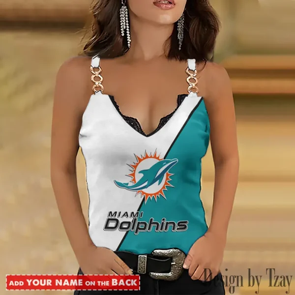 Miami Dolphins NFL Chain Strap Tank Top For Women Style 2025 SPTWCSTT480