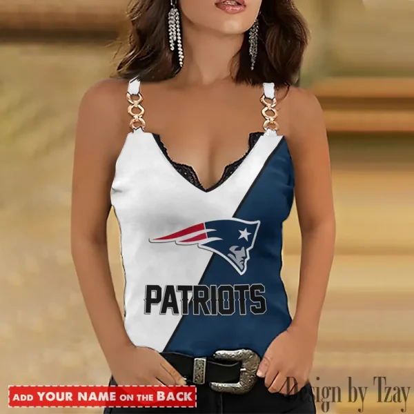 New England Patriots NFL Chain Strap Tank Top For Women Style 2025 SPTWCSTT482