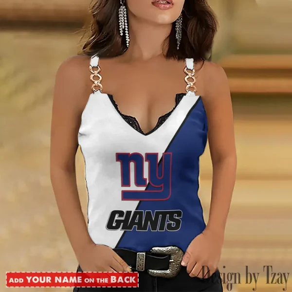 New York Giants NFL Chain Strap Tank Top For Women Style 2025 SPTWCSTT484