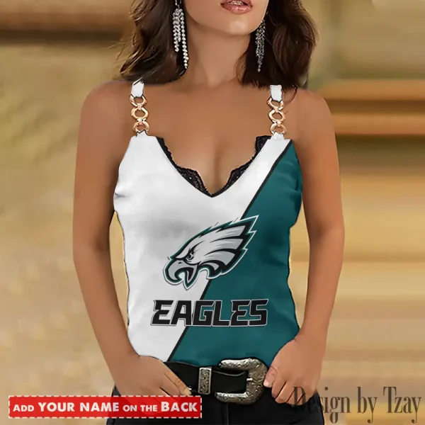 Philadelphia Eagles NFL Chain Strap Tank Top For Women Style 2025 SPTWCSTT486