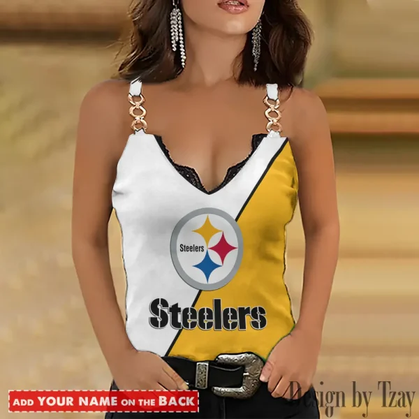 Pittsburgh Steelers NFL Chain Strap Tank Top For Women Style 2025 SPTWCSTT487